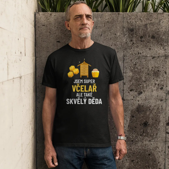 Jsem super včelař, ale také skvělý děda - pánské tričko s potiskem