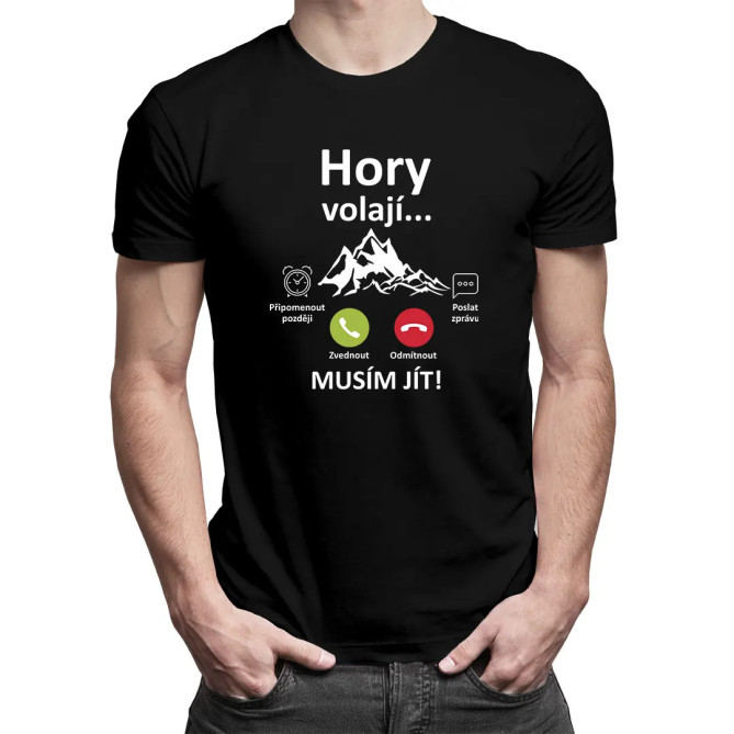 Tričko hory volají musím jít verze 2 – horský motiv