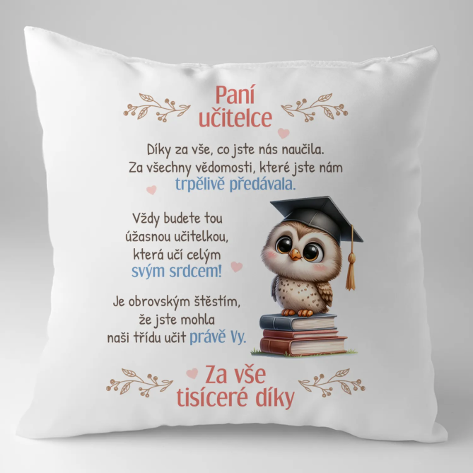 Paní učitelce - polštář s potiskem