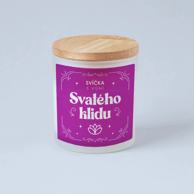 Svíčka s vůní svatého klidu - vonná svíce s potiskem